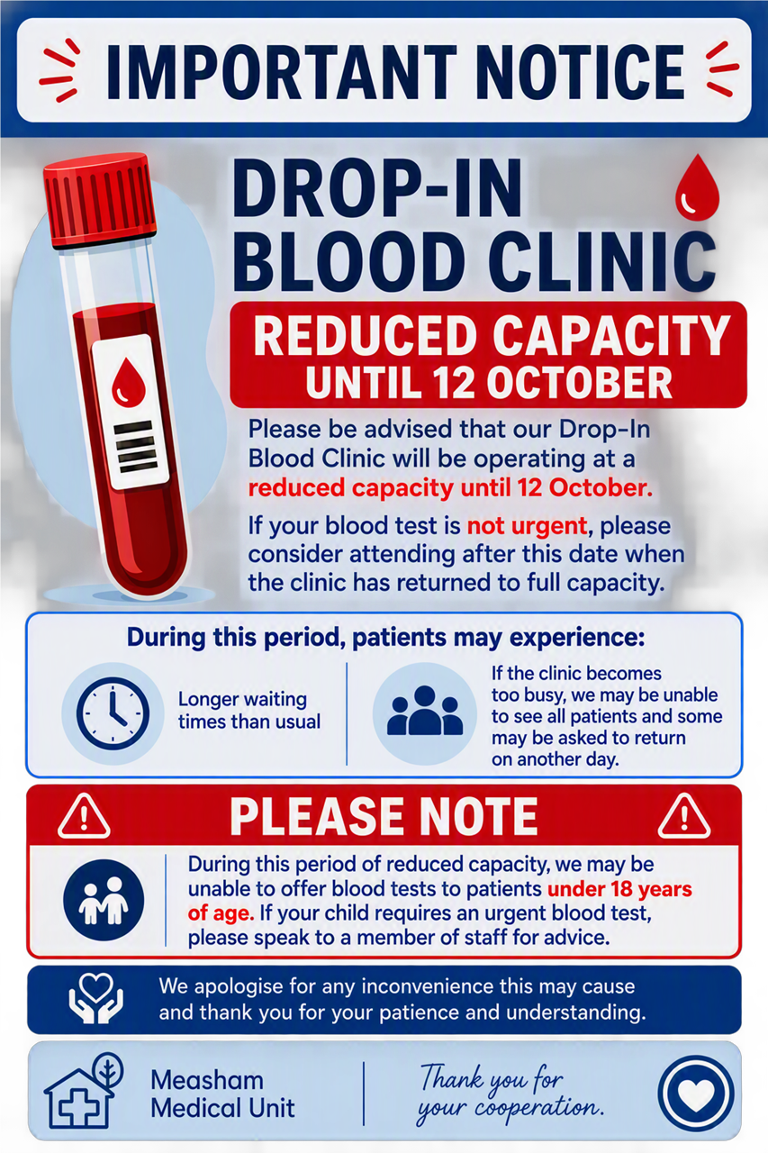 Blood clinic Reduced capacity 